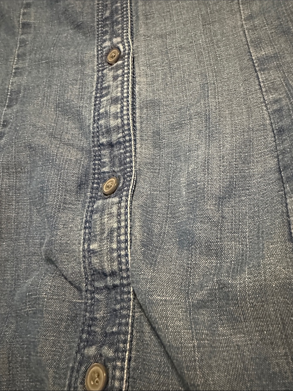 LOFT Blue Denim-Style Button Down Cap Sleeve Dress. Missing the belt - Picture 5 of 8